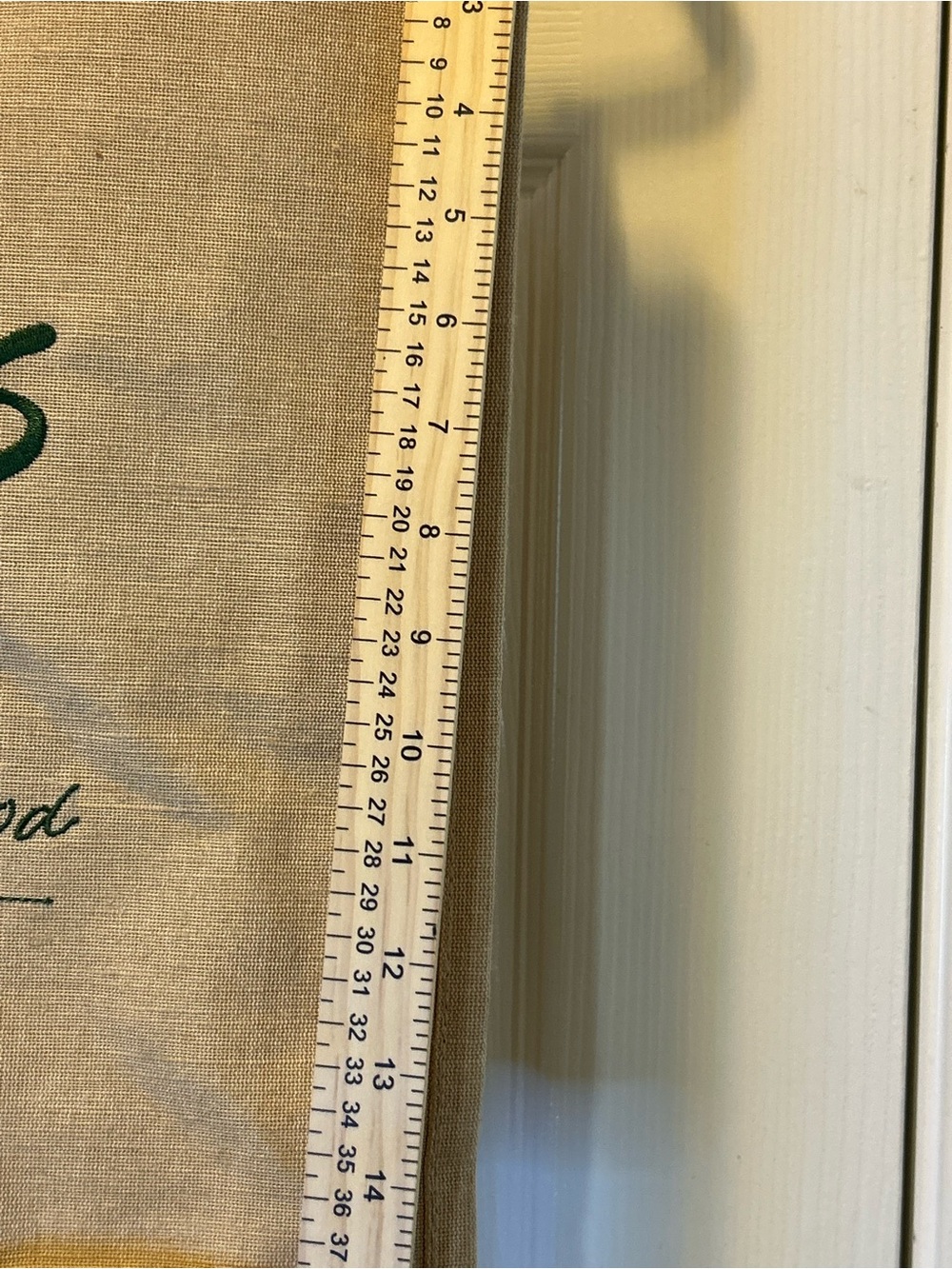Harrods Natural Canvas Tote with Green Logo and Tan Handles - Picture 5 of 7